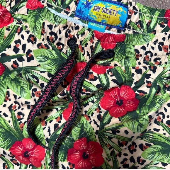 Surf Society Mens Swim Board Shorts Size Medium Floral Tropical Style Summer - Picture 4 of 4